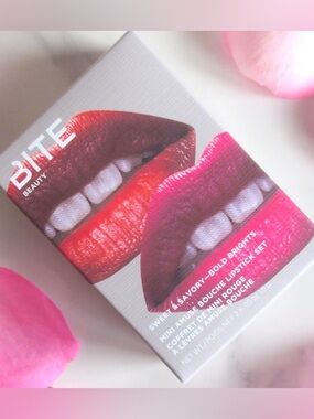 Bite Beauty Sweet & Savory Mini Lipstick Set colors Maple (red) and Radish (pink